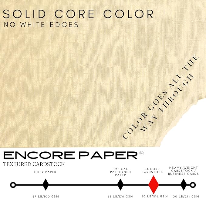 Vanilla Ice Cream—12x12 Textured Cardstock | 80lb Textured Cream - White Scrapbook Paper | Premium Cardstock for Cricut Cutting | 25 Sheets