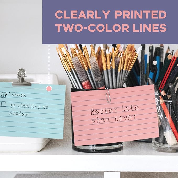 Colored 4x6 Index Cards Ruled-Goefun 300 Sheets Lined Note Cards 4 x 6 Color Flashcards for Studying, Note Taking, To Do List
