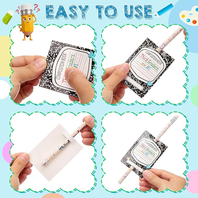 Tenceur 24 Set Back to School 3rd Graders Pencils & Cards Gifts Bulk