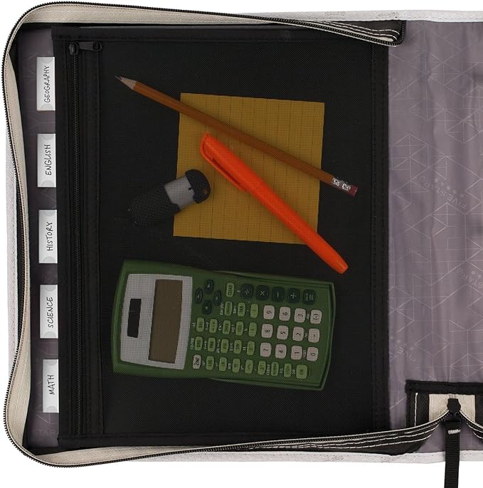 Five Star Zipper Binder, 2 Inch 3-Ring Binder with Round Rings, Expansion Panel and 5-Tab Expanding File, 580 Sheet Capacity, Black (29052IT8)