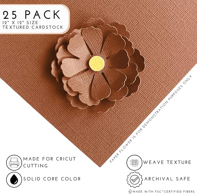 Gingerbread—12x12 Textured Cardstock | 80lb Textured Brown Scrapbook Paper | Premium Cardstock for Cricut Cutting | 25 Sheets