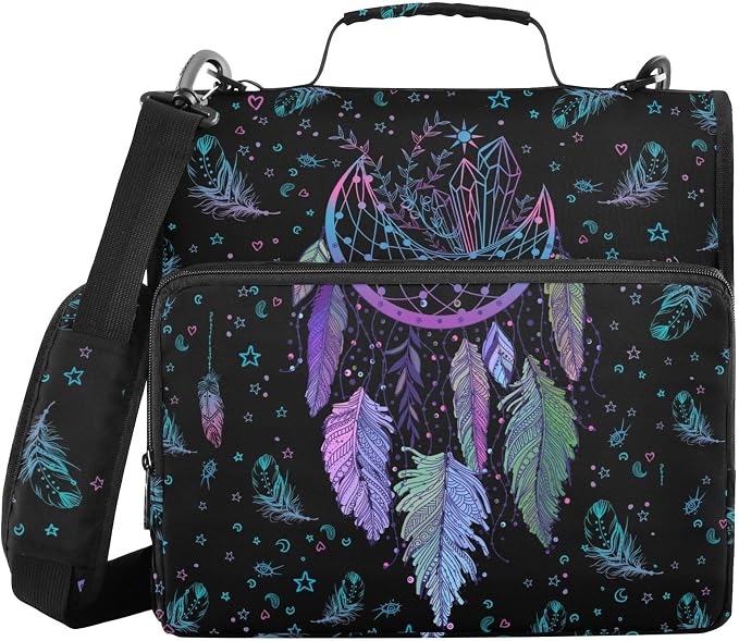 Dreamcatcher Binder Bag 3 Ring Zipper with Handle Shoulder Strap | for School Work Office Organizer Storage Case