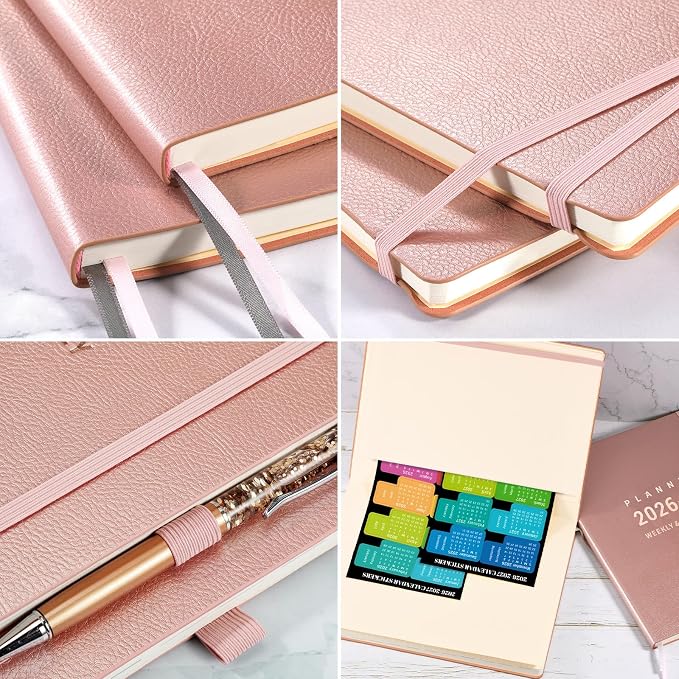 Planner 2026-2027 - Jul 2026 - Jun 2027, 8.5" x 11" 2026-2027 Planner Weekly and Monthly, Faux Leather Cover, Pen Holder, Pocket, 25 Notes Pages, A4 Premium Paper - Pink