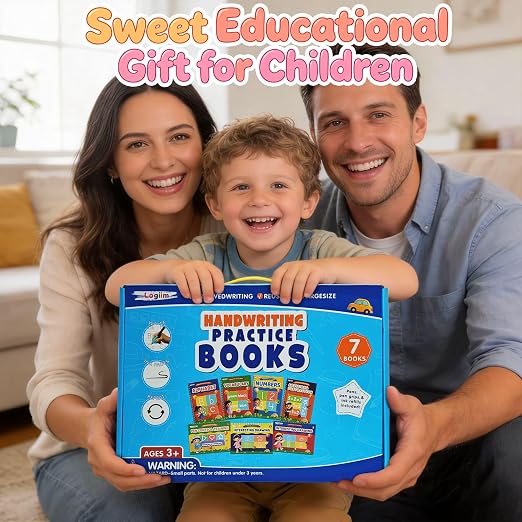 7 Magic Grooved Writing Books, Large Reusable 3D Grooved Writing Practice