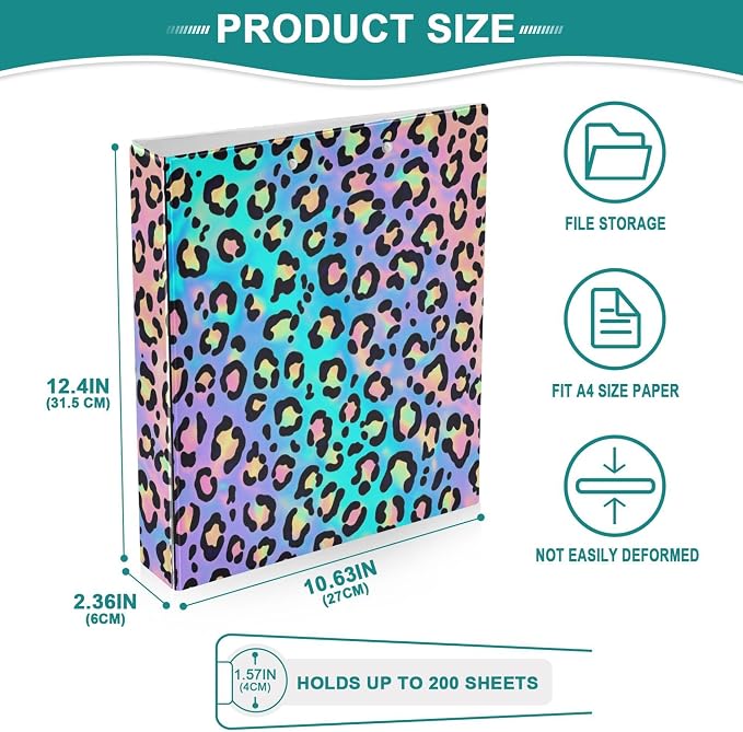 Insect Anime Nature Round Ring Binders 1.5 Inch Beetle Fauna 3 Ring Clipboard Binder for Office School Work Supplies File Folder 200 Sheet Capacity 2 Pieces