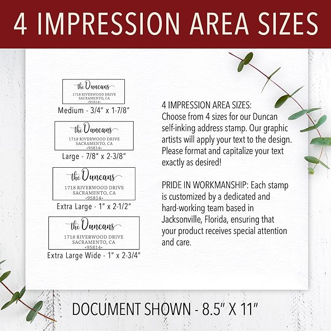 The Duncans Personalized Self-Inking Address Stamp | Envelope Return Address Stamp for Couples and Families | Custom Rubber Address Stamp (1, Medium)