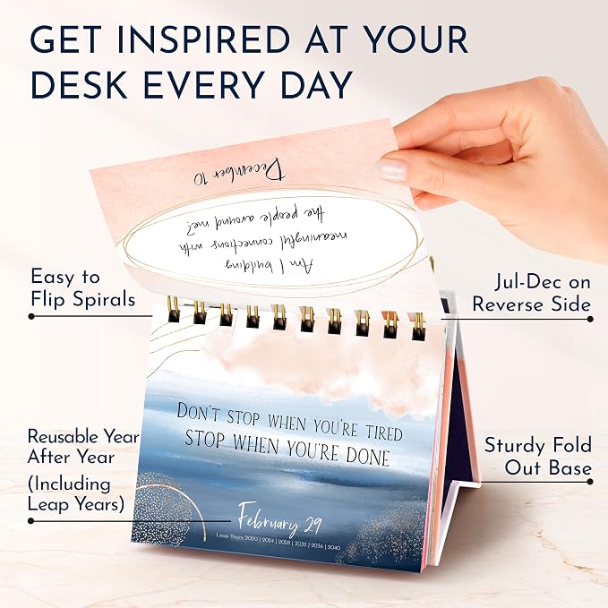 Motivational Desk Flip Calendar with 366 Daily Affirmations, Gift for Women | Inspirational Perpetual Desk Calendar, Daily Motivational Quotes, Positive Affirmations, Reflection Prompts, Office Decor