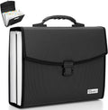 Uquelic 26 Pockets Expanding File Folder Organizer - Upgraded Durable Buckle, Accordion Folder Base with Ergonomic Portable Handle/Large A4 Letter Size Document Organizer, Folders with Pockets