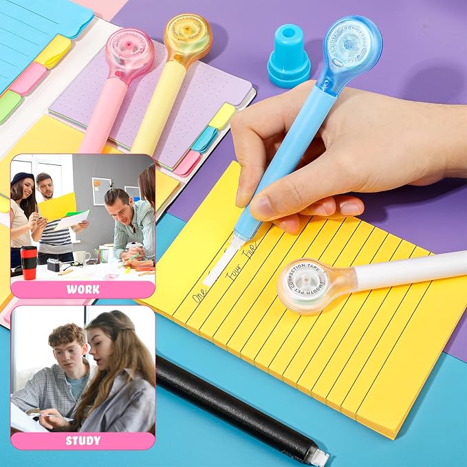 Gersoniel 50 Pack Correction Tape Pen for School Office,Bright Color