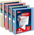 Avery Heavy-Duty View 3 Ring Binders, 1.5", 4 Assorted Pastel Binders | For Heavy School, Home and Office Use, DuraHinge Tear-Resistant Spine, DuraEdge Split-Resistant Sides, Interior Pockets