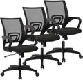 BestOffice Ergonomic Office Chair | Mid-Back Swivel Desk Chair | Black | with Lumbar Support, Adjustable Height & Breathable Backrest | Sponge Seat & Rolling Wheels | for Home, Office | Pack of 3