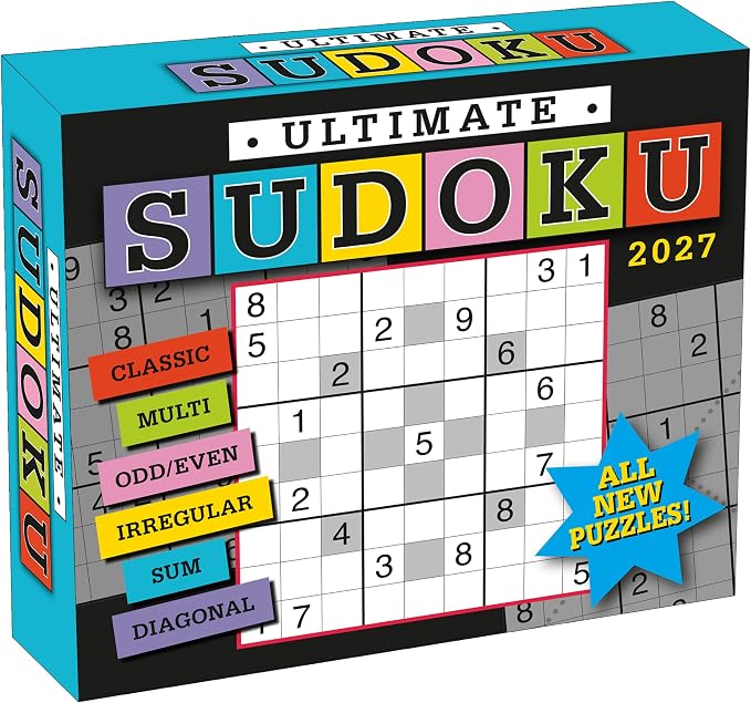 Ultimate Sudoku 2027 Daily Desk Calendar: Boxed Page-a-Day Puzzle Calendar with Day-to-Day Classic, Irregular, Multi, Odd/Even, Diagonal & Sum Variants