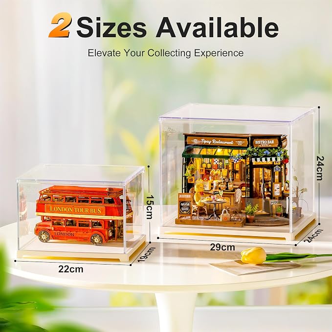 Rolife Dust Cover for DIY Miniature House, 8.8 x 7.6 x 6.1 Inches Clear Acrylic Display Case for Specific Mini Dollhouse Kits, Transparent Protective Showcase for Collectibles & Action Figures