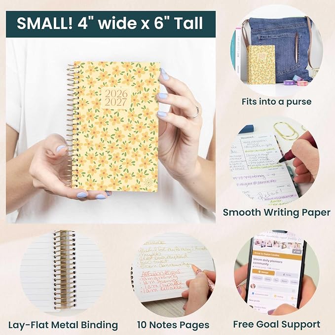 bloom daily planners 2026-2027 Academic Year Pocket Planner (July 2026 - July 2027) 13 Months - SMALL 4” x 6” Weekly Monthly Agenda Organizer & Calendar Book - Butter Yellow Daisies