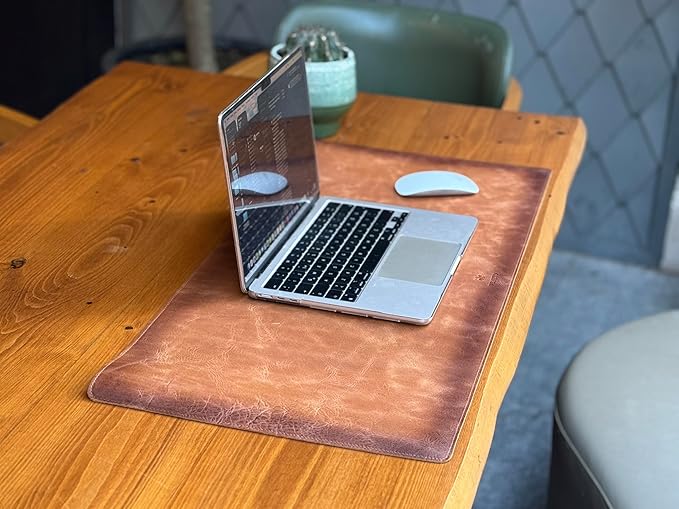 Premium Leather Desk Mat (36 X 19 inch) - Large Mouse Mat for Home Office Accessories (Antique Brown)*