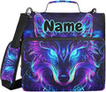 Custom Mystical Wolf Face 3 Ring Binder Bag 1.5 inch Personalized Name Binder Organizer 500 Sheet Documents Storage for School Office