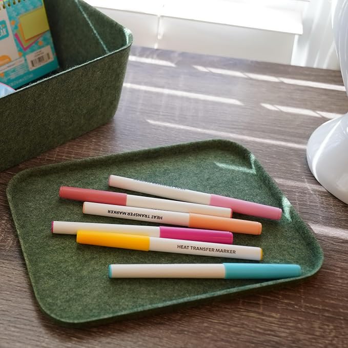 Felt deep Storage Bins lidded Drawer Organizer Caddy for junk stuff stationery makeup jewelry closet bathroom minimalist lifestyle (Forest Green Lid, S)