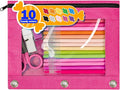 Forvencer Zippered Pencil Pouches, Premium Heavy-Duty Zippers Pencil Case | Aesthetic 3 Ring Pencil Case, Candy Colors, Cute Clear Binder Pouch, Colorful Zipper Pencil Bag for Girls Boys, Fuchsia