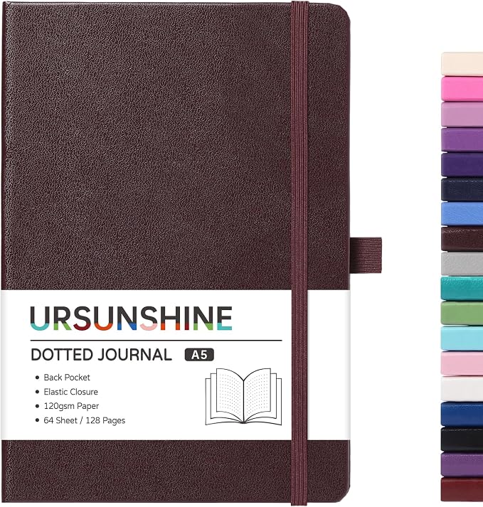 Dotted Journal/Notebook - Dot Grid Hard Cover Notebook, 5.3'' x 8.26''
