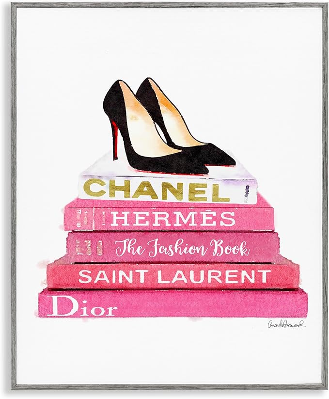 Glam Fashion Books Pump Heels, 16 x 20 Inch Framed Giclée Print | Stupell Industries · By Amanda Greenwood · Ready to hang · Fashion inspired still life · Made in USA