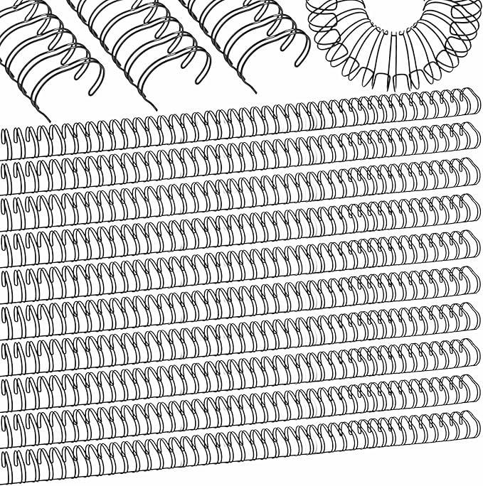 50 Pcs 1 Inch Metal Double Loop Cinch Binding Wires Bulk Double Spiral Binding Ring Coil Twin Spines Combs 2: 1 Pitch Cinch Machine Wire for Document Notebook File Making, Black