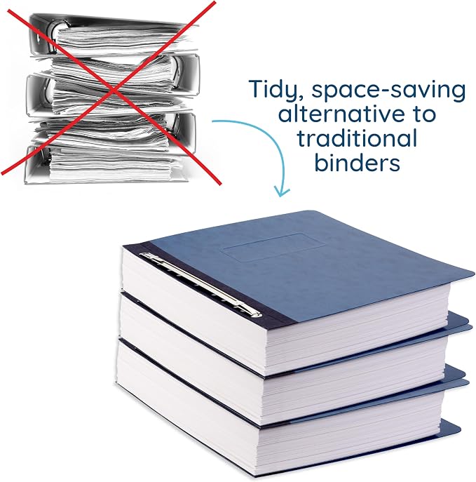Blue Summit Supplies 25 Pressboard Report Covers, Side Fastener, Navy | Heavy-duty 25pt pressboard, metal prong side fastener, letter size, for reports and business presentations