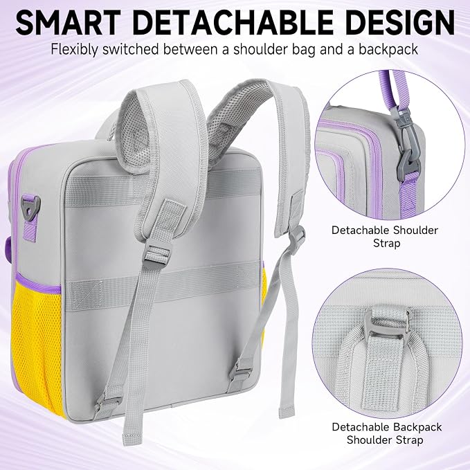 Zipper Binder 3 Ring 3 Inch with Shoulder Strap, Large Binder Backpack with Zipper Fits 13 Inch Laptop for College Office Travel, 700 Sheets Capacity,Gray&Yellow