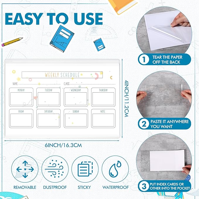 Outus Self Adhesive Shop Ticket Holders Clear Plastic Sleeves Adhesive Pockets Work Order Job Ticket Holders for Home Office Posting Signs(6 x 4 Inch,120 Pcs)