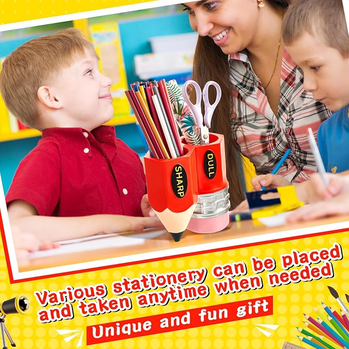 Cholemy Sharp Dull Pencil Holder for Classroom,Orange | Pencil Dispenser Holder, Pencil Shaped Storage Organizer, Back to School, Students, Teachers, Library, Office Supplies