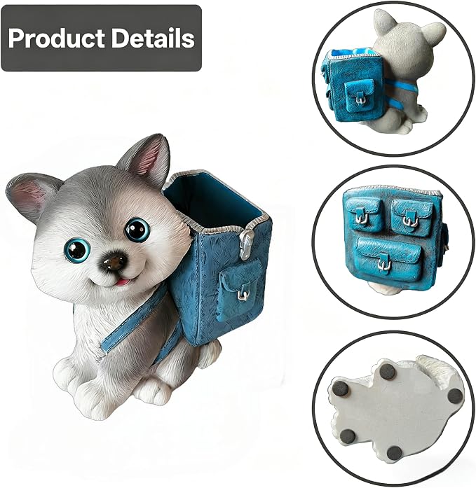 Funny Dog Pen Holder, Pencil Holder for Desk, Husky Gifts for Women Men, Cute Desk Pen Organizer for Home Office School Decoration