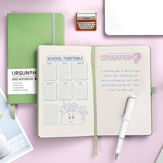 Graph Grid Paper Notebook/Journal - Classic Journal/Notebook with Ribbon Divider