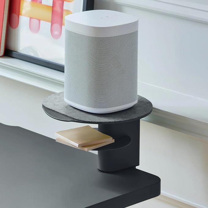 Branch Desk Perch, Elevated Desk Clamp Shelf for Monitors | Laptops, and Accessories, Powder-Coated Steel with Felt-Lined Platform, 2 Tier Organizer, Charcoal