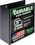 Samsill Durable 5 Inch 3 Ring Binder, D Ring Binder, Customizable Clear View, Black, Holds 1070 Pages
