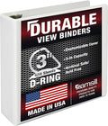 Samsill Durable 3 inch 3 Ring Binder, D Ring Binder, 100% Recycled Chipboard, White