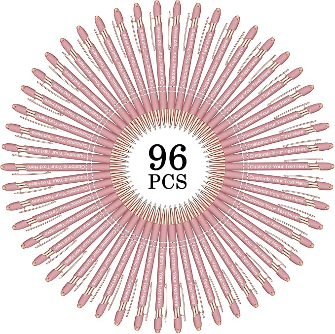 Qingxily Up to 300 Pcs Custom Pens Bulk,Personalized Pens with Engraving,Customized Stylus Ballpoint Pens with Your Name,Text,Message for BusinessColorful Pens ,Rose gold,96- Count (Pack of 1)