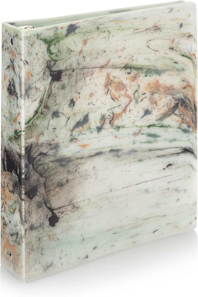 Carstens Limited Edition 2-Inch Green Marble Heavy Duty 3-Ring Binder – Side Opening, Waterproof, Durable Plastic, No-Gap Rings, Holds 300 Sheets, BPA-Free, Made in USA (2843-3R), Case of 16