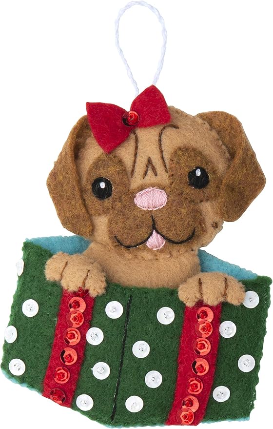 Bucilla, Christmas Dogs, Felt Applique Ornament Kit, Set of 6 (89283E)