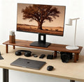 Dual Monitor Stand Riser, Acacia Wood Desktop Shelf with Storage | 39.37-Inch Wide, Under-Shelf Storage for Keyboard, Mouse and Laptop, Fits Two 24-Inch Monitors in Home Office