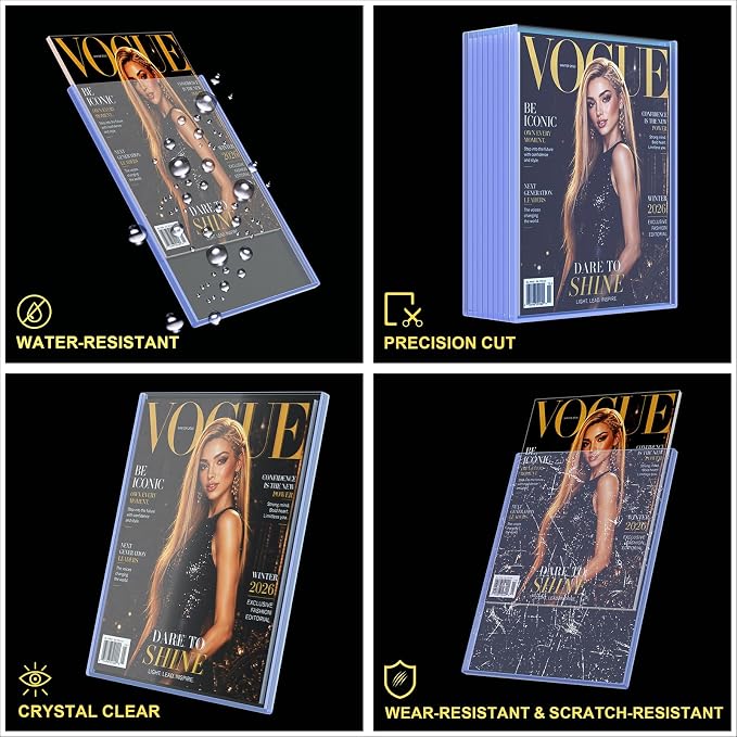 10ct 9“x11.5” Magazine Toploaders - Rigid Clear Protectors for Collectible | Protect Magazines from Scratches, Dust and Moisture, Rigid Clear Holders Keep Collectibles Flat & Clean, Storage and Display