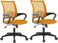 BestOffice | Ergonomic Office Chair | Mid-Back Swivel Desk Chair | Breathable Backrest & Lumbar Support | Adjustable Height | Sponge Seat | Rolling Wheels | Orange | for Adults & Women | Pack of 2
