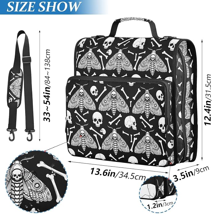 Zipper Binder Bag 3 Ring File Folder Portfolio Organizer Zippered Binder Bags with Strap Fits Laptop Women Men