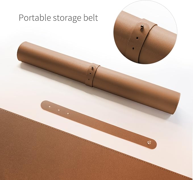 RENMTURE Dual-Sided Mouse Pad, Natural Cork & PU Leather Large Desk Pad for Office and Home Work, Desk Protector Non-Slip, Waterproof, Easy Clean (Brown,47"x17")