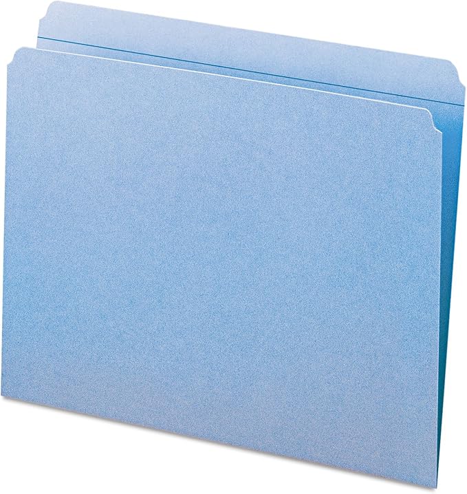 Smead File Folder, Reinforced Straight-Cut Tab, Letter Size, Blue, 100 per Box (12010)