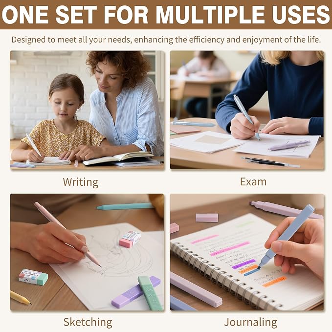 62PCS Aesthetic School Supplies Cute Back to School Supplies Stationary Set | College Preppy Essentials Kit with Large Pencil Pouch Case, Pastel Highlighters Gel Pens Mechanical Pencils for Student Girls