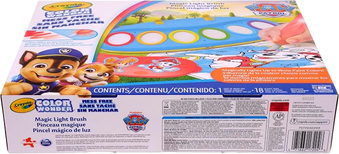 Crayola PAW Patrol Color Wonder Magic Light Brush – Mess Free Painting Kit for Kids with Lightup Brush, Gift for Toddlers, Preschool Art Activities, Ages 3+