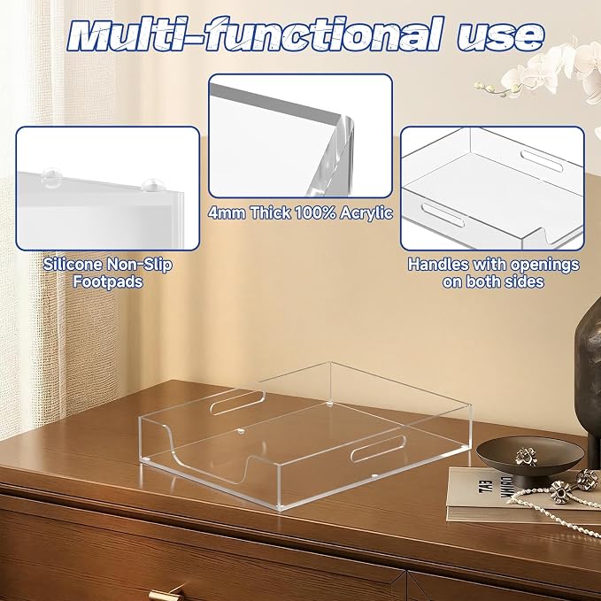 Acrylic Letter&A4 Paper Tray, Clear Desk Organizer, Multi-Function File Tray, Accessories Sorter for Papers, Documents, Magazines, Folders, Notebooks - 12.2'' x 9.25'' x 2'' (Vertical)