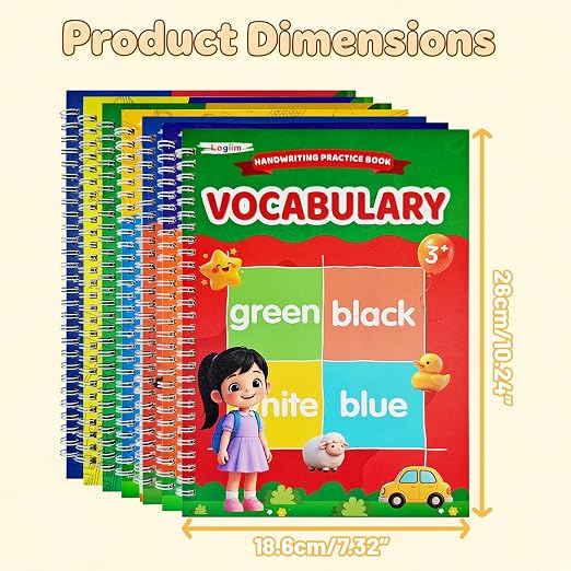 7 Magic Grooved Writing Books, Large Reusable 3D Grooved Writing Practice