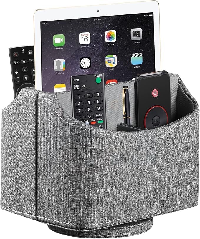 360° Swivel Remote Control Holder,TV Remote Caddy for Nightstand Table | PU Leather Spinning Bedside Table Office Desk Storage Box Organizer for Controller,Glasses,Pen, Decorations for Living Room
