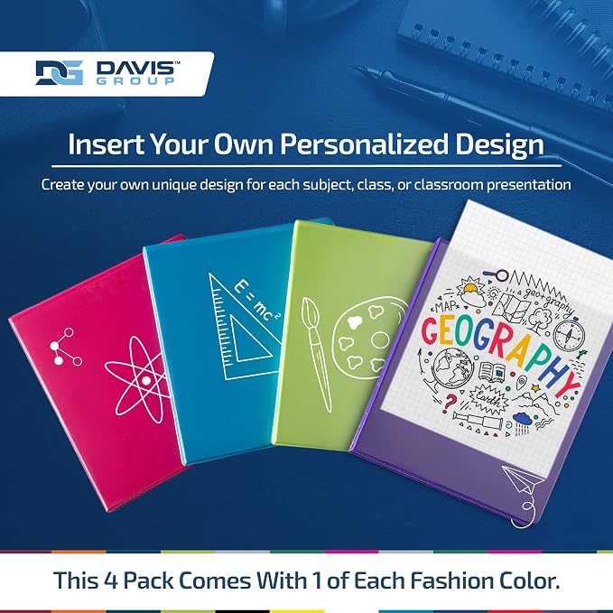 Easyview 3-Ring Binder, Clear-View Cover, 1" Round Rings, 4 Pack | Heavy-duty binder, fits 8.5" x 11" paper, fashion colors, customizable cover, made in Canada, ideal for school or office use