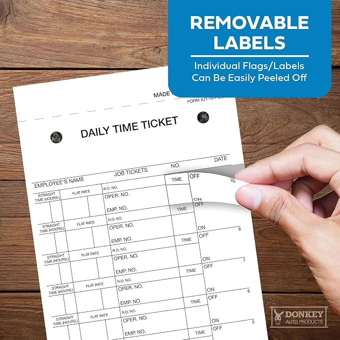 Daily Time and Job Ticket - 10 Labels per Sheet (3-Part) (Form JT-10-PSG) (500 per Box)